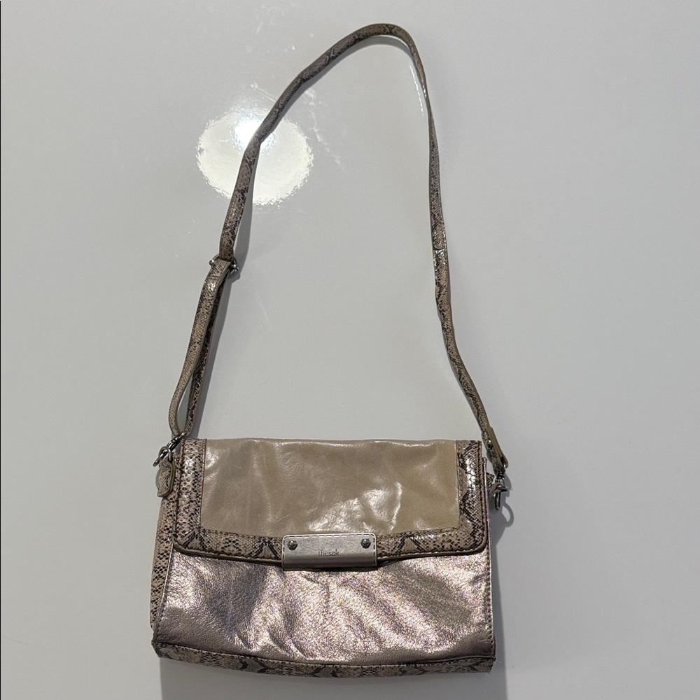The Sak Metallic and Snake Print Shoulder Bag